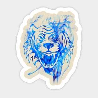 Blue Flame Tiger Sticker